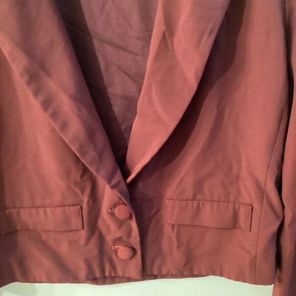 Amanda Uprichard Cropped Button Up Blazer Burgundy Women’s Jacket Size M - Picture 6 of 13